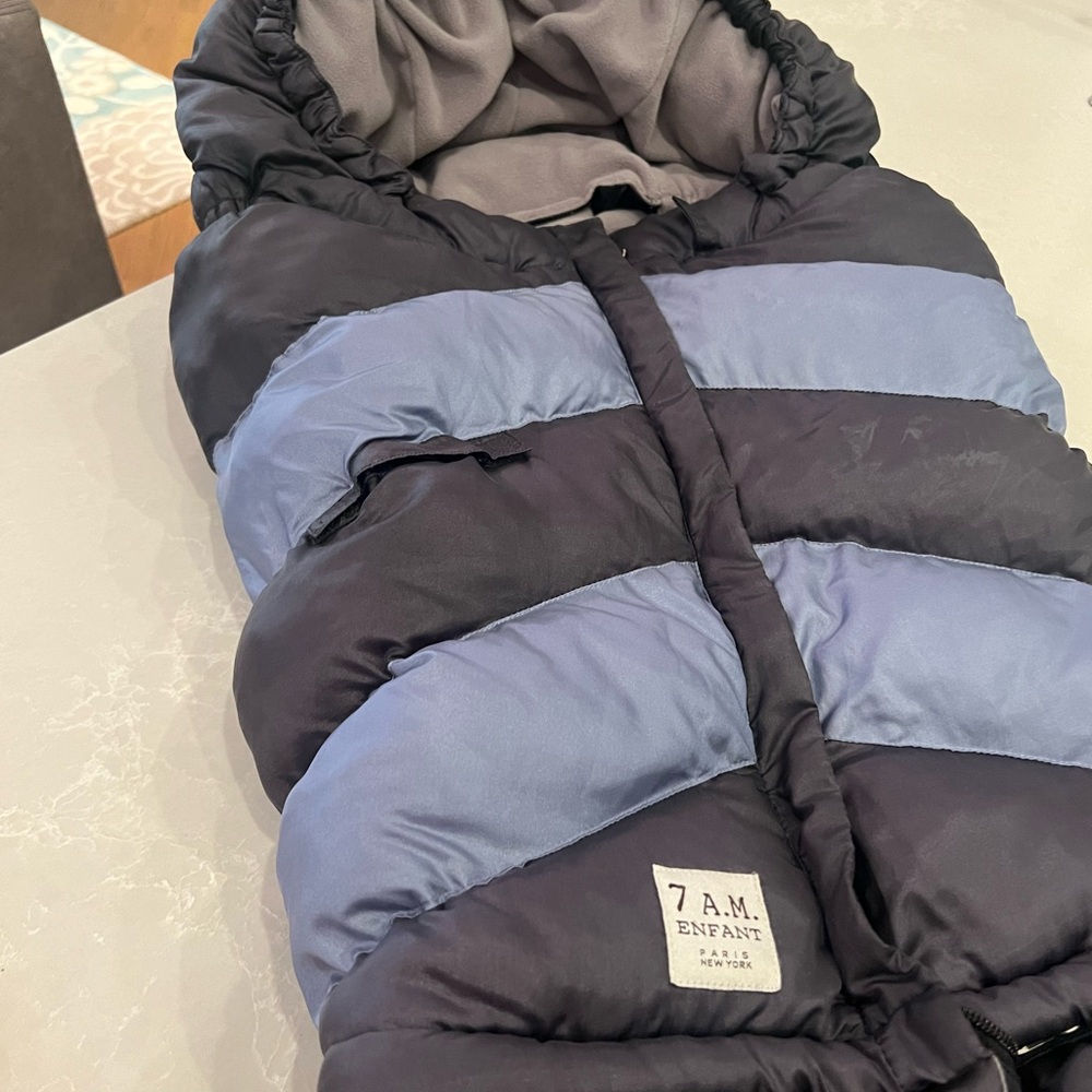 7 A.M. Enfant Navy and Blue Kids Chevron Footmuff Stroller Blanket